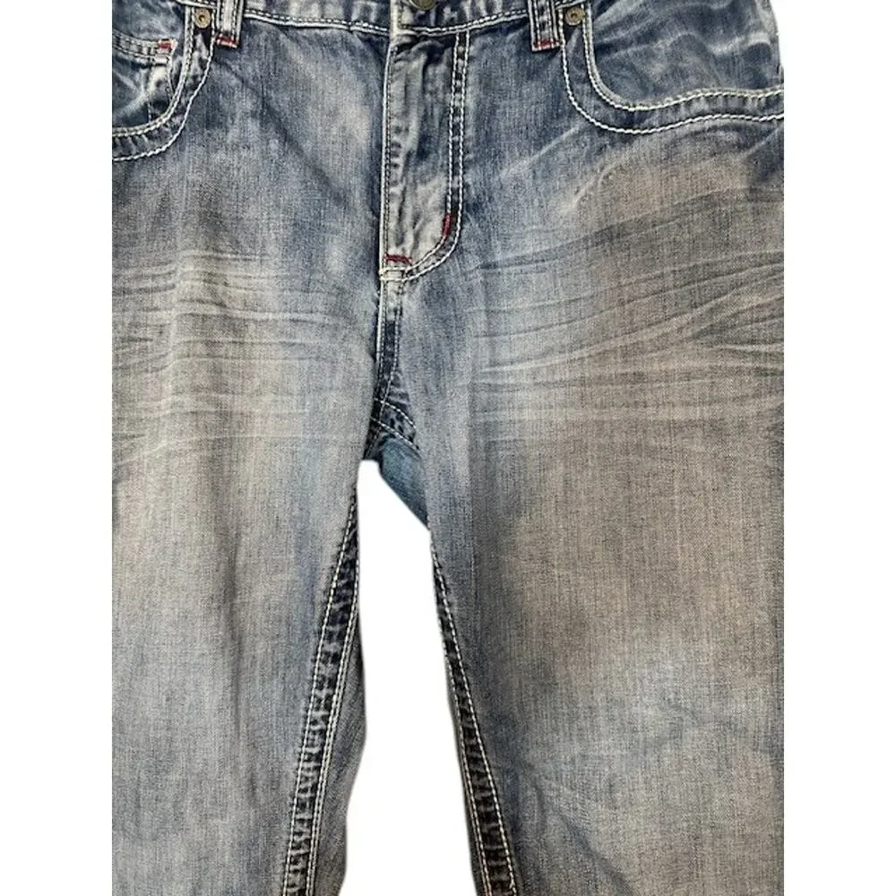 INC Blue Cotton Straight Relaxed Fit Classic Denim Jeans Men Sz 34/32